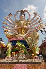 Wat Plai Laem temple and 18 hands Guanyin or Guan Yin statue on Koh Samui island in Thailand