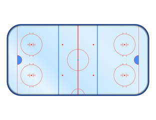 Vector ice hockey rink with markup. Isolated on white.