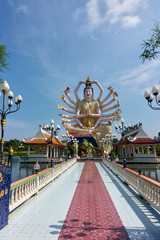 Wat Plai Laem temple and 18 hands Guanyin or Guan Yin statue on Koh Samui island in Thailand