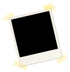 blank instant picture frame affixed with sticky tape
