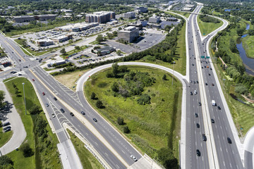 Fototapeta na wymiar Highways and Shopping Center Aerial