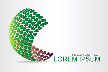 Logo stylized spherical surface with abstract shapes