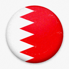 Watercolor Flag of Bahrain in the form of a round button with a light glare and a shadow. The symbol of Independence Day, a souvenir, a button for switching the language on the site, an icon.
