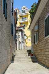 Narrow street in Old Town of Herceg Novi (