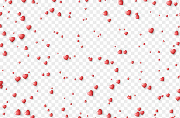 Fototapeta na wymiar Hearts red on transparent background. Valentine's day.