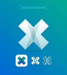 Fototapeta premium Vector abstract letter X logo design elements. Material design, flat, line art styles.