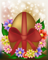 Happy Easter golden egg banner, vector illustration