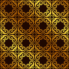 Retro ornamental golden seamless pattern. Flourished ornate background. Luxury elegant ornament. Vintage element. Template for design. Vector illustration