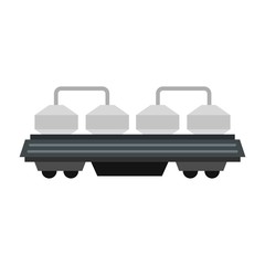 Rail wagon for cement icon, flat style