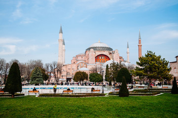 Beautiful evening at Hagia Sophia Istanbul, Turkey