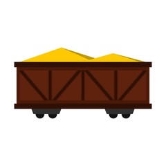 Train cargo wagon icon, flat style