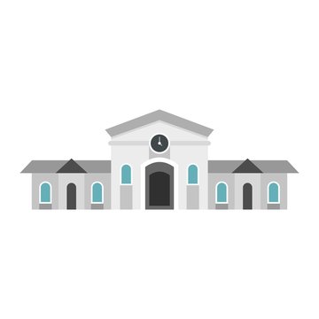 Railway Station Building Icon, Flat Style