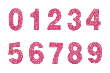set of pink glitter number isolated. For design. with clipping path