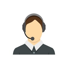 Call center operator icon, flat style