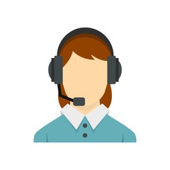 Call center operator with phone headset icon