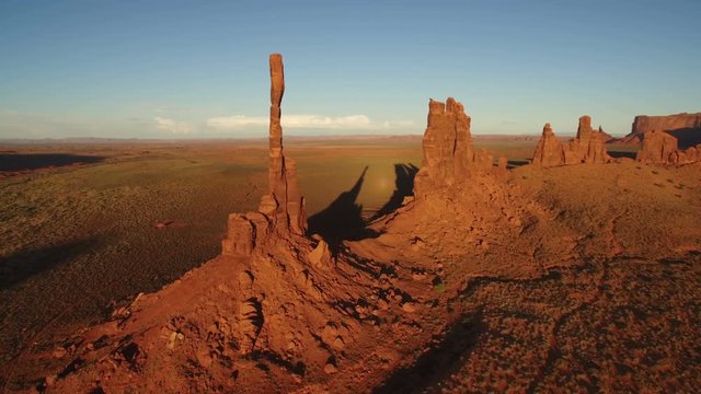 Monumen Valley Aerial Shot of Totem Pole Sunset.