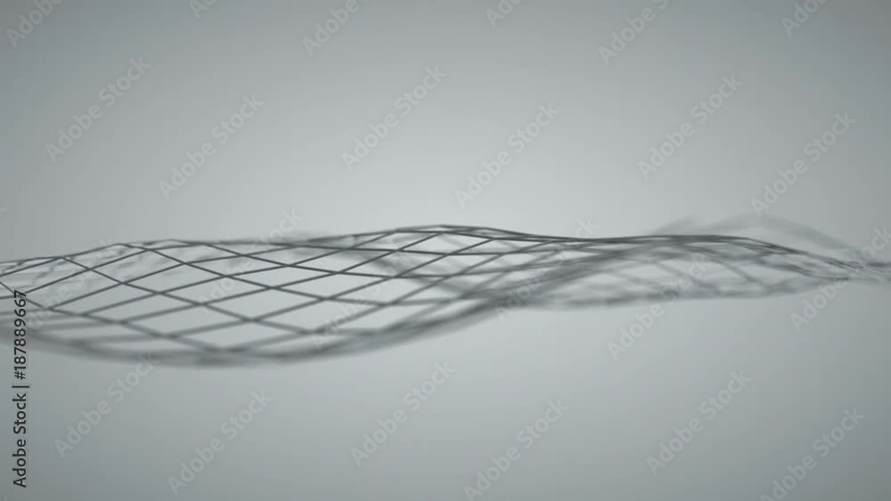 Poster abstract 3d rendering of seamless loop smooth surface animation with ripples. lines with waves. mode