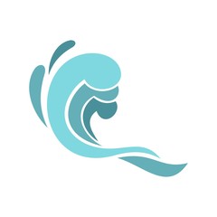 Blue wave icon, cartoon style