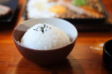 Rice with black sesame on top