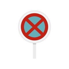 Clearway sign icon, flat style