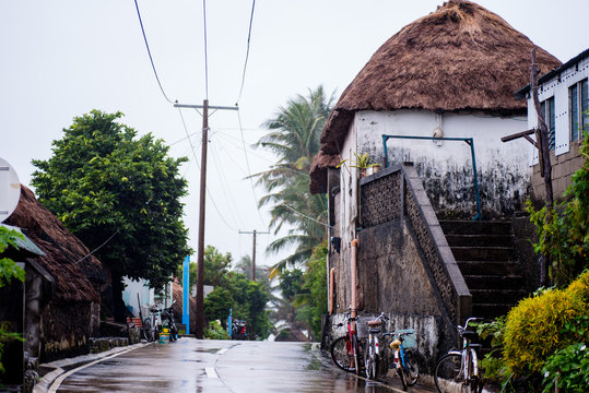 Stone house with cogon roof in Batanes, Philippines