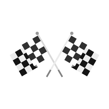 Crossed chequered flags icon, flat style