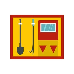 Fire shield with fire extinguishing tools icon