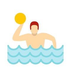 Water polo player in swimming pool icon flat style
