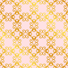 Retro ornamental golden seamless pattern. Flourished ornate background. Luxury elegant ornament. Vintage element. Template for design. Vector illustration