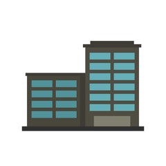 Manufacturing factory building icon, flat style