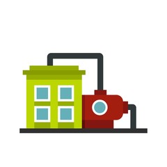 Factory building icon, flat style