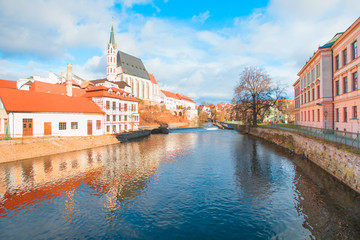 Obraz premium Traditional architecture of old bohemian town Czech Krumlov Cesky Krumlov in Czech Republic 