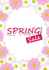 Spring sale background with beautiful flower, vector illustration template, banners, Wallpaper, invitation, posters, brochure, voucher discount.