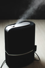 The steam from the humidifier night in a child's bedroom