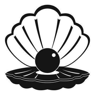 Pearl in a sea shell icon, simple style