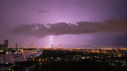 Lightning storm over the bridge