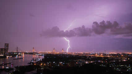 Lightning storm over the bridge