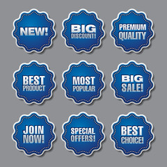 blue adverising discount stickers