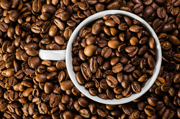 coffee cup and coffee beans