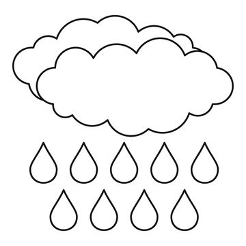 clouds raining drops outline clip art preview