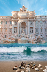 Fototapeta na wymiar Fountains of Trevi in the historic district of Rome