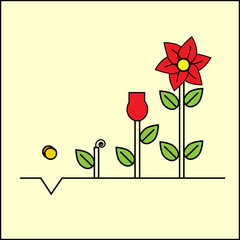 Infographic of planting tree. Seedling gardening plant. Seeds sprout in ground. Sprouts, plants, trees growing icons. Seedling agriculture.