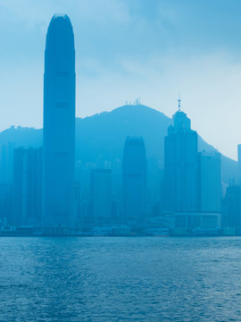 Hong Kong city skyline landmark view.