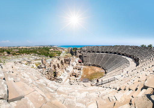 The ancient amphitheater in Side, Turkey