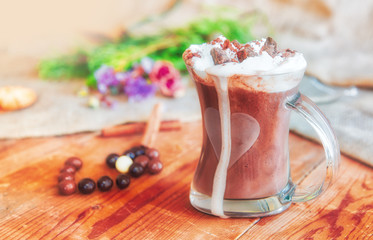 Hot chocolate with cream and cinnamon