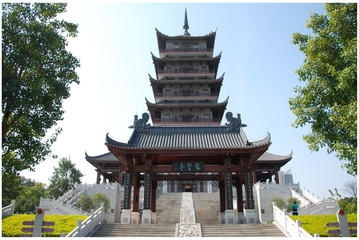 A seven storied pagoda in Leigang park in Foshan, China