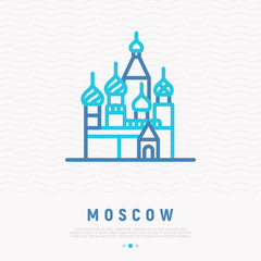 St Basil's cathedral in Moscow thin line icon. Modern vector illustration of landmark.
