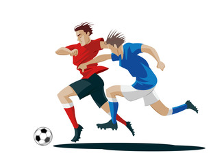 Players are fighting for the ball. Vector Illustration