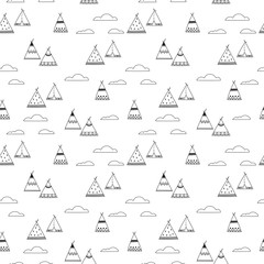 Indian teepee seamless vector pattern. - 187899252