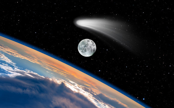 Comet on the space"Elements of this image furnished by NASA "